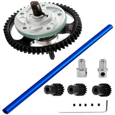 hopsupRC Upgrades Part for 1/10 Slash 4X4/Slash 4X4 VXL,Aluminum Driveshaft Center & Metal Spur Gear Differential Gears 53T(32-Pitch) with 15T/17T/19T Pinions Gear Sets,Navy Blue