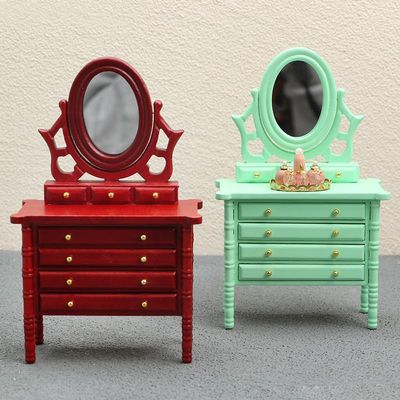 AirAds Dollhouse 1:12 Miniature Furniture Vanity Dresser with Mirror; Price Each (1 White Dressing Table)