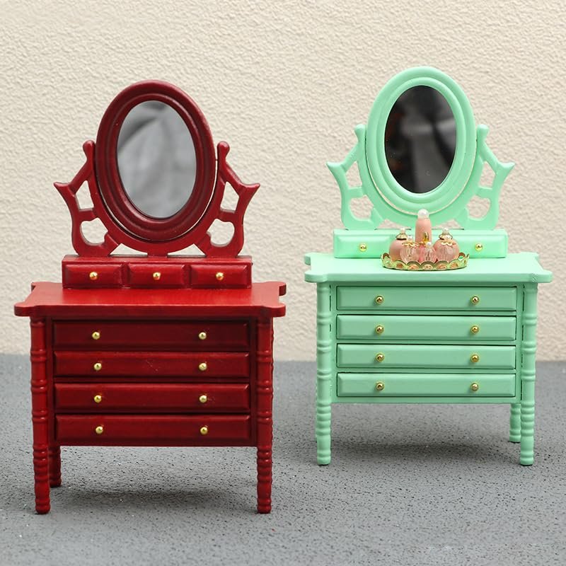 AirAds Dollhouse 1:12 Miniature Furniture Vanity Dresser with Mirror; Price Each (1 White Dressing Table)