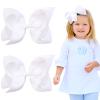 2PCS Oaoleer Layered Grosgrain Ribbon Alligator Hair Clips, White 6-inch Barrettes for Girls, Infants, Toddlers, Kids, and Teens view 1