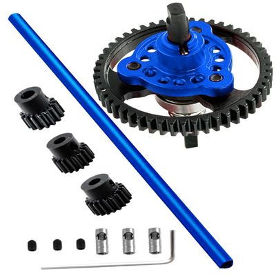 hopsupRC Aluminum Driveshaft Center Upgrades Part for 1/10 Slash 4X4/Slash 4X4 VXL,Metal Slipper Clutch Eliminator Differential Locker Gear 53T(32-Pitch) with 15T/17T/19T Pinions Gear Sets,Navy Blue