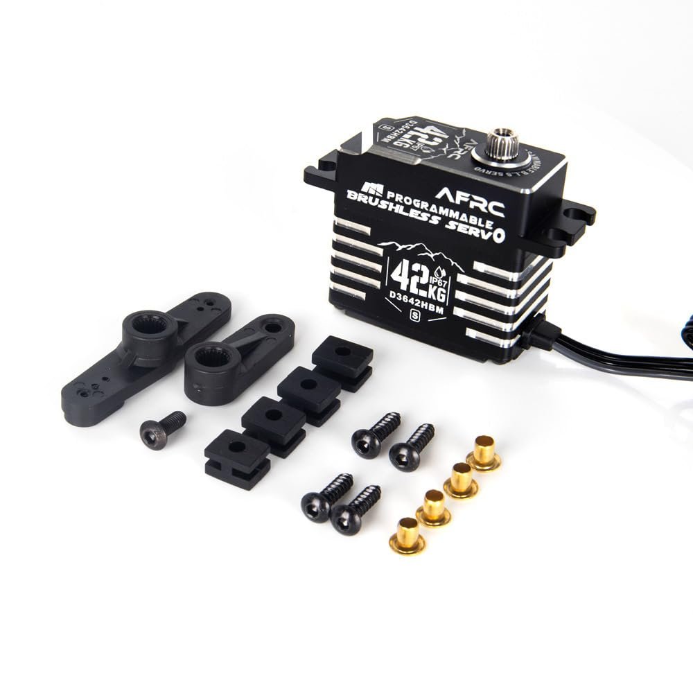 42KG High Torque Programmable Brushless Servo Waterproof IP67 for 1/5 1/8 1/10 RC Car RC Boat Fixed-Wing Hlicopter Airplane (Black)