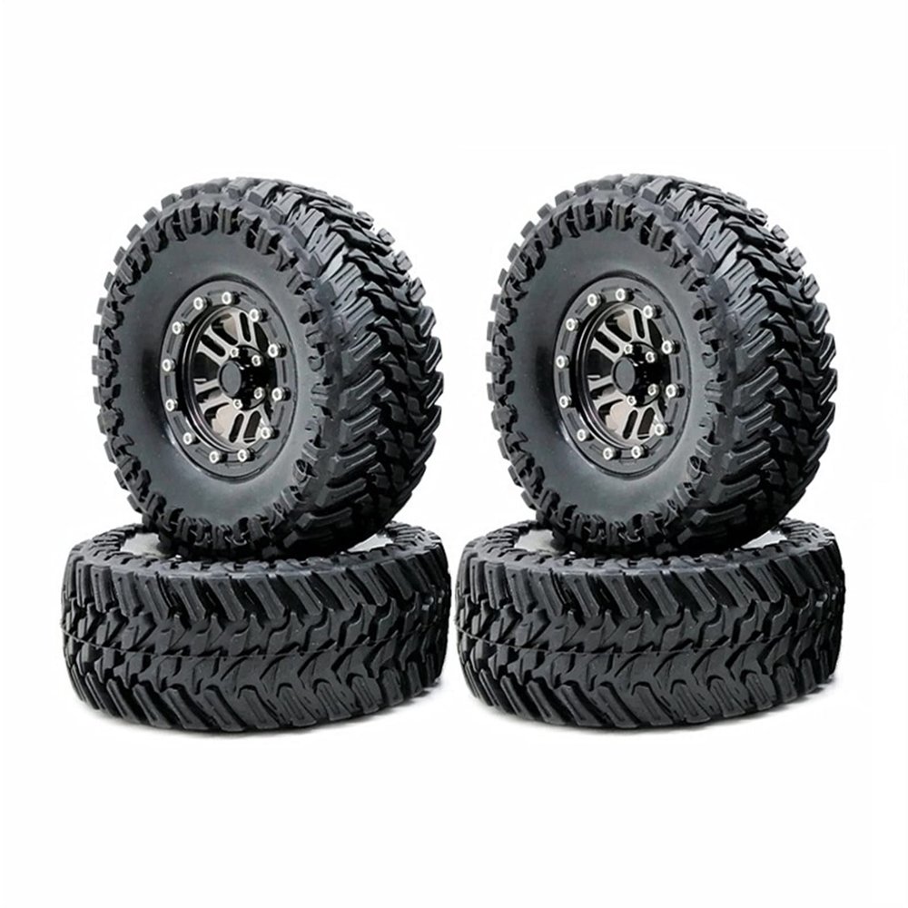 4Pcs 1.9Inch Beadlock Wheel Rim & Rubber Tire Set 108MM for 1/10 RC Crawler Axial SCX10 90046 AXI03007 for Traxxas TRX4 Modification Accessories
