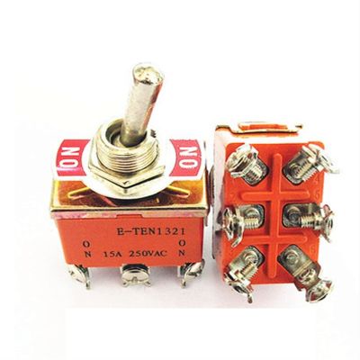 1PCS E-TEN1321 Micro Switch 15A/250V 6 pin Waterproof Switch Cap ON-ON Miniature Toggle Switches Orange Button Switch