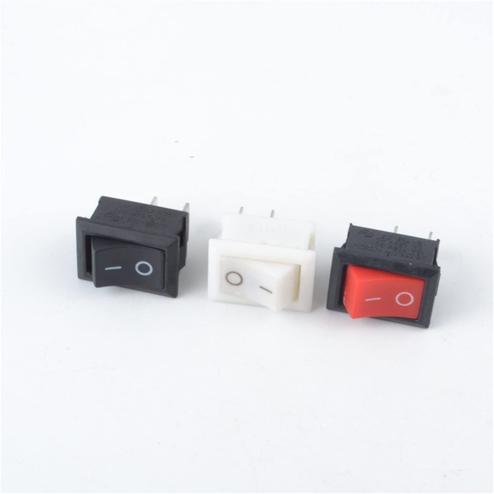 10Pcs Push Button Switch 10x15mm SPST 2Pin 3A 250V KCD11 Snap-in on/Off Rocker Switch 10MM*15MM Black Red and White (Color : Red) (Color : 15pcs Mixed)