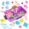 AGENTLAN Unicorn Sensory Bin, Unicorn Sensory Toys with Play Sand for Toddlers Boys and Girls, Kids Toys Gift Sand Box for Age 3 4 5 6 7 8 view 1