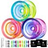 MAGICYOYO Crystal Yoyo K2 Pack of 3, Professional Responsive Yoyo for Kids Beginner, Dual Purpose Yoyos Replacement Unresponsive Bearing for Adults/Advanced+18 Strings+Remover Tool (Crystal Gradient) view 1