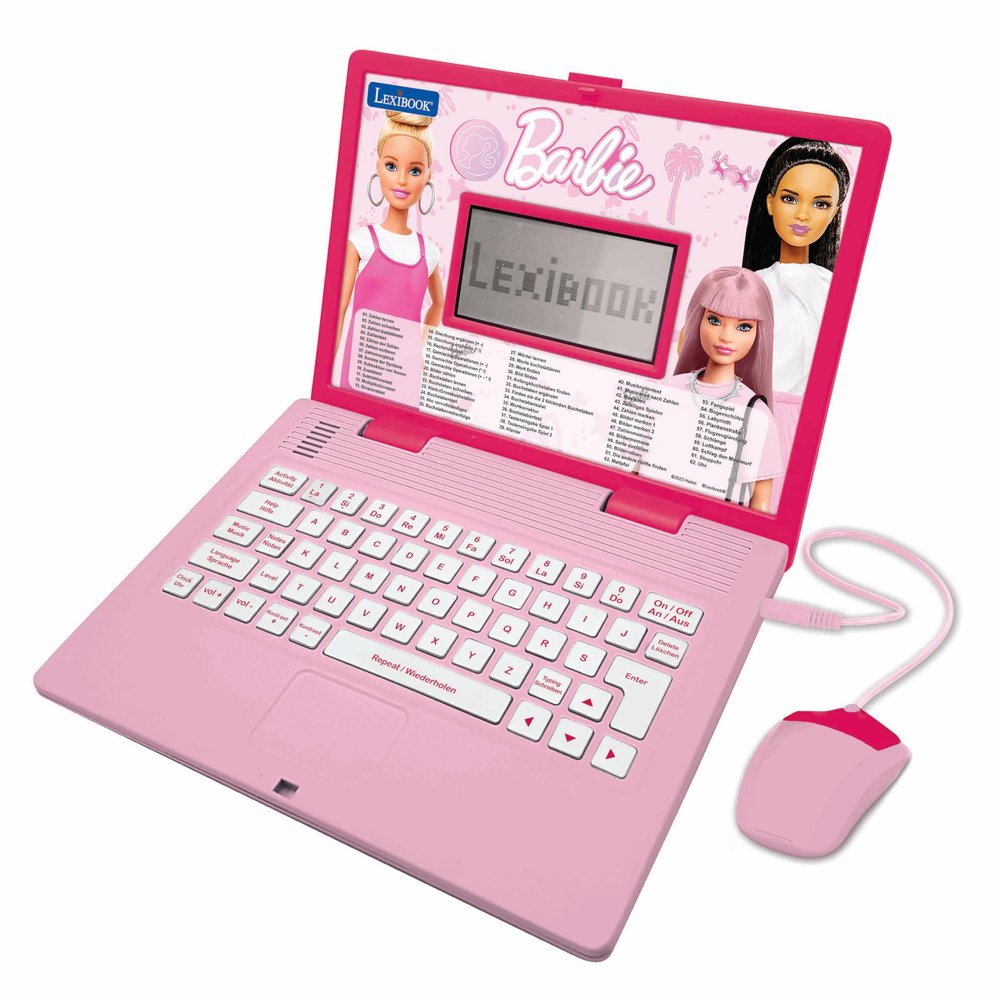 Lexibook Barbie Educational Laptop Bilingual English/German Kids Toy with 124 Activities for Learning, Playing Games and Music, Pink, JC598BBi3