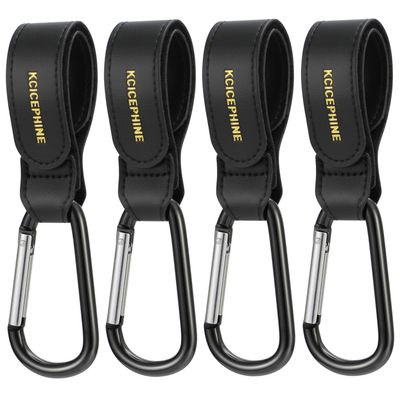 4Pack Universal Baby Stroller Hooks Clips for Hanging Bags and Shopping,Convenient Stroller Straps Accessories Perfect for Uppababy, Babyzen Yoyo, Britax, Bugaboo, Bob, Buggy, Shopping CartBlack