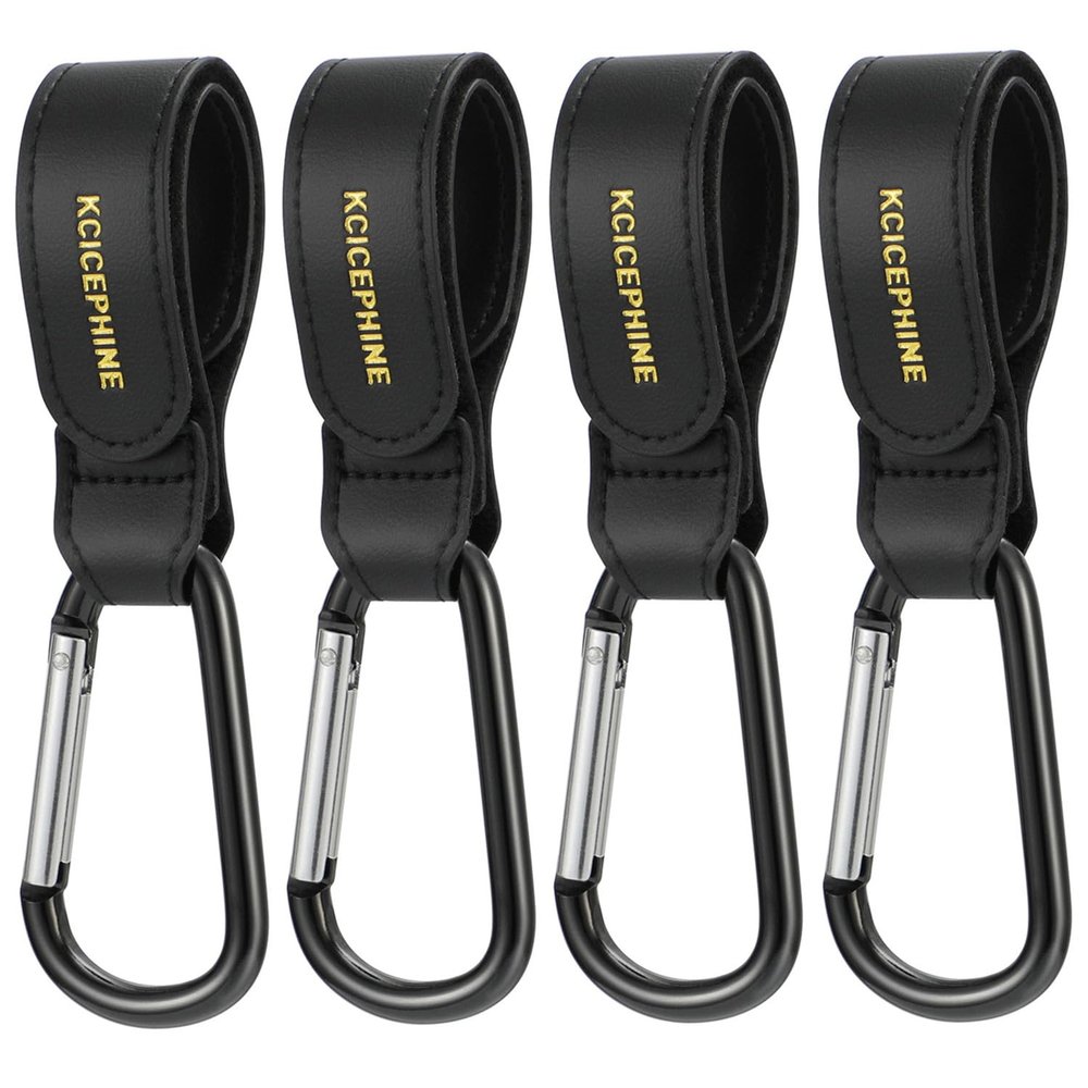 4Pack Universal Baby Stroller Hooks Clips for Hanging Bags and Shopping,Convenient Stroller Straps Accessories Perfect for Uppababy, Babyzen Yoyo, Britax, Bugaboo, Bob, Buggy, Shopping CartBlack