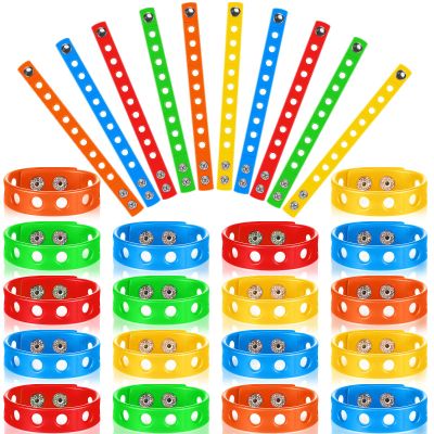 Aoriher 20 Pcs Silicone Charm Bracelets Gifts for Kids Silicone Wristband Gift Adjustable Rubber Bracelet with Holes for Boy Girl (Multicolored)