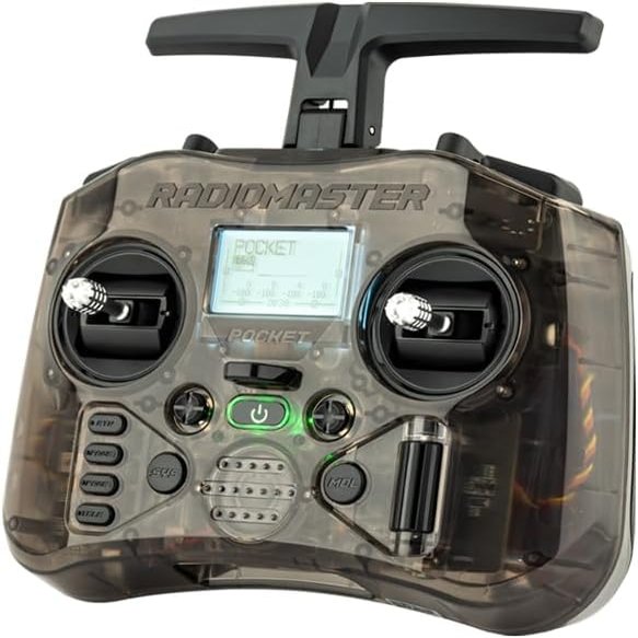 Radiomaster Pocket Hall Gimbal EdgeTX Transmitter Remote Control Portable Lightweight Built in LED Light Foldable Antenna (Cc2500 Charcoal Mode 2)