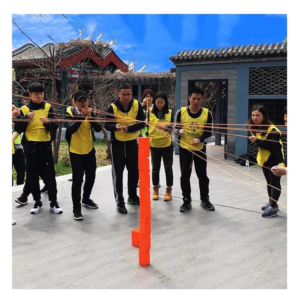 Team Building Block Stacking Game, Adult Teen Kids Outdoor Group Competition Gaming Device, Easy to Carry (Color : Red, Size : 5PCS)
