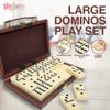 Playbees Jumbo Double Six Dominoes Set - 28 White Classic Tiles in Faux Leather Case - Fun Educational Toy for Kids, Boys, Girls, Classroom Kit, Classic Game Night Party Favors Set, Travel-Friendly view 3