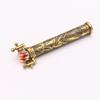 Brass Kaleidoscope | Vintage Antique Etched Brass Design | Interchangeable Marble Scope | Includes Wooden Display Stand | 8x3x3 Inches | Perfect for Collectors, Home Decor & Nautical Gift view 3