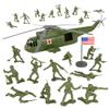 TimMee Plastic Army Men Helicopter Playset - OD Green 26pc Made in USA view 1