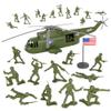 TimMee Plastic Army Men Helicopter Playset - OD Green 26pc Made in USA view 3