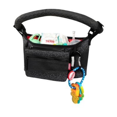Nuby Eco Baby Stroller Organizer - Includes Carabiner - Stroller Accessories for Babies and Toddlers - Black