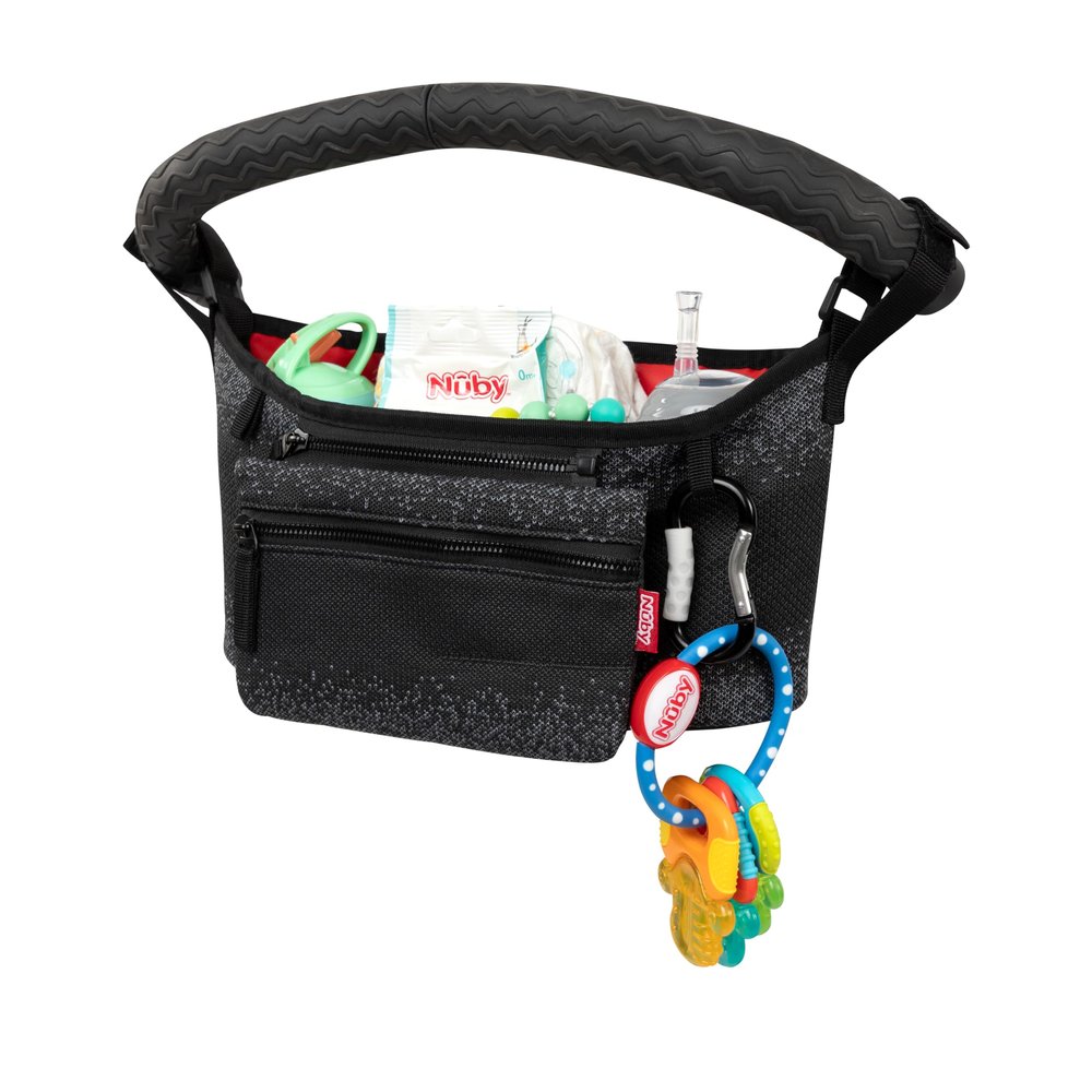 Nuby Eco Baby Stroller Organizer - Includes Carabiner - Stroller Accessories for Babies and Toddlers - Black