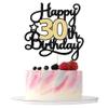 1Pc Happy 30th Birthday Cake Topper Black Gold Glitter Cheers to 30 Years Birthday Cake Pick 30 Fabulous Cake Decoration for Happy 30th Birthday Anniversary Party Cake Decorations Supplies view 1