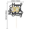 1Pc Happy 30th Birthday Cake Topper Black Gold Glitter Cheers to 30 Years Birthday Cake Pick 30 Fabulous Cake Decoration for Happy 30th Birthday Anniversary Party Cake Decorations Supplies view 2