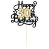 1Pc Happy 30th Birthday Cake Topper Black Gold Glitter Cheers to 30 Years Birthday Cake Pick 30 Fabulous Cake Decoration for Happy 30th Birthday Anniversary Party Cake Decorations Supplies view 3