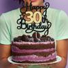 1Pc Happy 30th Birthday Cake Topper Black Gold Glitter Cheers to 30 Years Birthday Cake Pick 30 Fabulous Cake Decoration for Happy 30th Birthday Anniversary Party Cake Decorations Supplies view 4