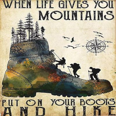 1000 Piece Jigsaw Puzzle for Adults and Families -When Life Gave You The Mountain, Put On Your Boots Hiking Wooden Jigsaw Puzzle - Family Fun & Leisure Beginner Jigsaw Puzzle Toys