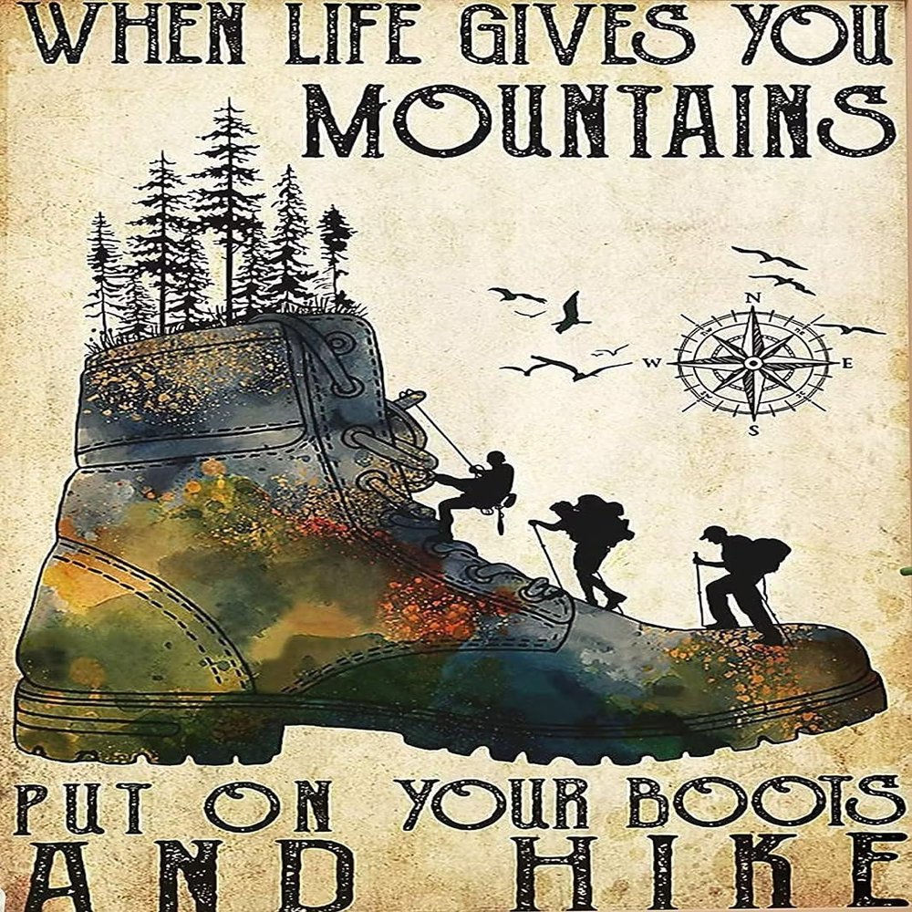 1000 Piece Jigsaw Puzzle for Adults and Families -When Life Gave You The Mountain, Put On Your Boots Hiking Wooden Jigsaw Puzzle - Family Fun & Leisure Beginner Jigsaw Puzzle Toys