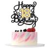 1Pc 18th Happy Birthday Cake Topper Glitter Cheers to 18 Years Birthday Cake Pick Cake Decoration for 18th Party Decoration Supplies Black Gold view 1