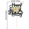 1Pc 18th Happy Birthday Cake Topper Glitter Cheers to 18 Years Birthday Cake Pick Cake Decoration for 18th Party Decoration Supplies Black Gold view 2