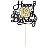 1Pc 18th Happy Birthday Cake Topper Glitter Cheers to 18 Years Birthday Cake Pick Cake Decoration for 18th Party Decoration Supplies Black Gold view 3