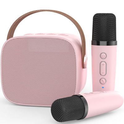 MEGUO Mini Karaoke Machine,Funny Toys Christmas Birthday Gifts for Kids Age 4-12 Girls,Boys,Adults, Karaoke Microphone Toys for 4,5,6,7,8,9,10,11,12+ Year Old Girls Boys (Pink 2 Mics)