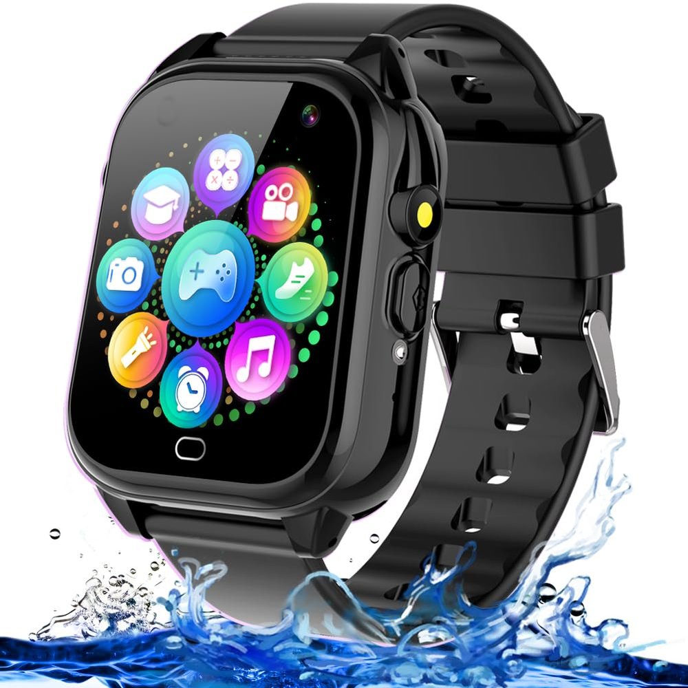 Tywop Kids Waterproof Smart Watch for Boys Girls Ages 3-12 Learning Toys with 26 Games Camera Video 1.44" Touchscreen Music Player Alarm Clock Flashlight Pedometer Toddler Watches Birthday Gifts