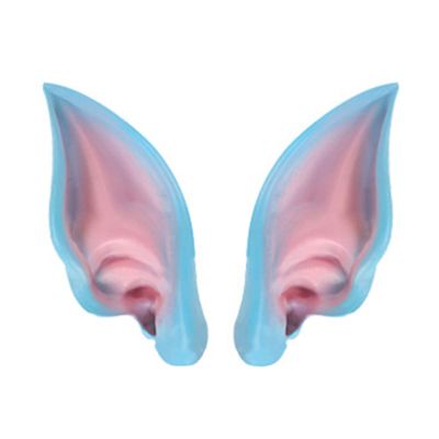 lamphle 2Pcs Halloween Cosplay Elf Ears Colored Elf Ears for Women, Realistic Pointy Fairy Ears Elf Ears Cosplay Soft Elastic Pointed Eco-Friendly Halloween Party Photography Prop Blue One Size