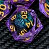 ARUOHHA Dragon Eye DND Dice, Purple Green Resin Sharp Edged Dice Set RPG Role Playing Game, Liquid Core Polyhedral D and D Dice Set D20 D12 D10 D8 D6 D4 view 1