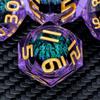 ARUOHHA Dragon Eye DND Dice, Purple Green Resin Sharp Edged Dice Set RPG Role Playing Game, Liquid Core Polyhedral D and D Dice Set D20 D12 D10 D8 D6 D4 view 4