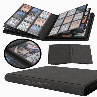 Premium 9 Pocket Card Binder for 216 Cards, Vintage Double Sided Trading Card Binder, Sleek Card Collection Album for Yu-Gi-Oh!, MTG, TCG, game cards & sports cards(Black Interior)