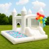 White Bounce House with Blower, 9x9x7FT Inflatable Castle with Slide & Ball Pit, Wedding Party Decoration & Kids Indoor Outdoor Jumping House view 1