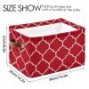 Emelivor Red White Storage Basket Bins Decorative Toy Laundry Basket Organization with Handles for Home Boys Girls Office Closet Shelf Nursery Baskets,1 pcs view 3