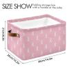 Emelivor White Pink Ribbon Storage Basket Bins Decorative Toy Organizer Bins Laundry Hamper Baskets with Handles for Office Bedroom Clothes Bedroom Living Room,2 pcs view 3