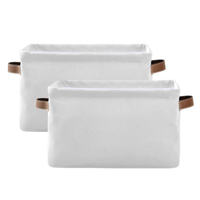Emelivor White Storage Basket Bins Foldable Laundry Hamper Storage Bins Box Organizer for Home Boys Girls Office Closet Shelf Nursery Baskets,2 pcs