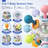 Baby Sensory Teething Toys Set, Montessori Baby Toys 6-12 Months, Incl Newborn Rattle Teether & Baby Blocks & Soft Stacking Rings, Ideal Babies Boy Girl Gifts, Infant Toys 0-3-6-9-12-18 Month view 3