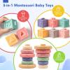 Baby Sensory Teething Toys Set, Montessori Baby Toys 6-12 Months, Incl Newborn Rattle Teether & Baby Blocks & Soft Stacking Rings, Ideal Babies Boy Girl Gifts, Infant Toys 0-3-6-9-12-18 Month view 4