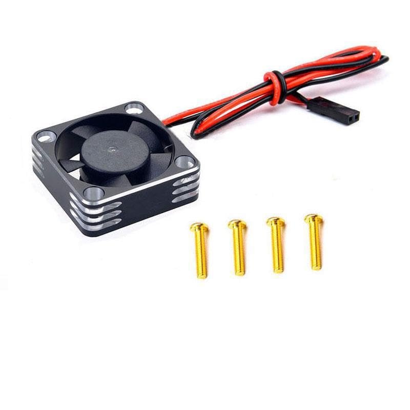 BrewJa Metal Shell 3010 ESC Motor 30mm Cooling Fan High-Speed Heat Dissipation Fan Cooler for RC Car Spare Part (Color : Black Silver)
