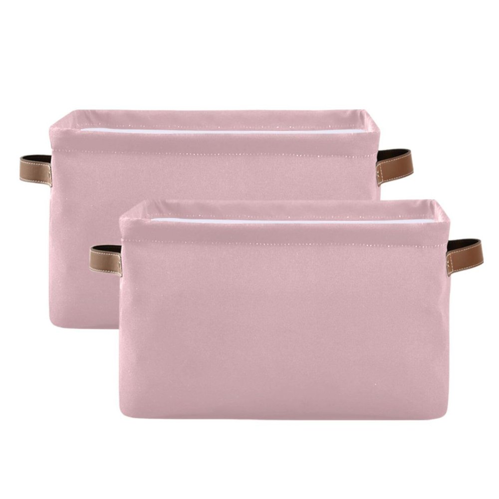 Emelivor Pink Storage Basket Bins Decorative Toy Organizer Bins Laundry Hamper Baskets with Handles for Playroom Living Bed Room Office Clothes Nursery,2 pcs