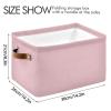 Emelivor Pink Storage Basket Bins Decorative Toy Organizer Bins Laundry Hamper Baskets with Handles for Playroom Living Bed Room Office Clothes Nursery,2 pcs view 3