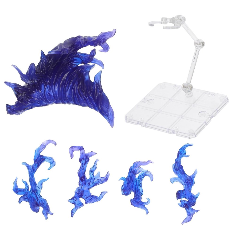 Action Figure Stand Set with Fire Effects - Purple & Blue Display Holder for 6-12 Inch Models Easy Assembly and Sturdy Support
