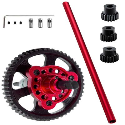 54T Metal Slipper Clutch Spur Gear&Center Drive Shaft Upgrades Part for 1/10 Slash 4X4 VXL,ARRCat Full Metal 54T (32-Pitch) Spur Gear Differential Gear w/ 19T 17T 15T Pinions,Red