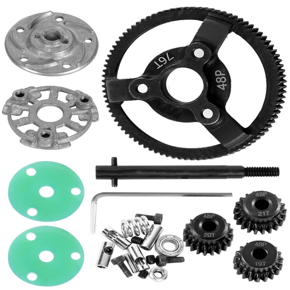 76T Metal Slipper Clutch Spur Gear Upgrades Part for 1/10 Slash 2WD VXL,ARRCat Metal 76T (48-Pitch) Spur Gear Differential Gear and 21T 20T 19T Pinions Gear Set